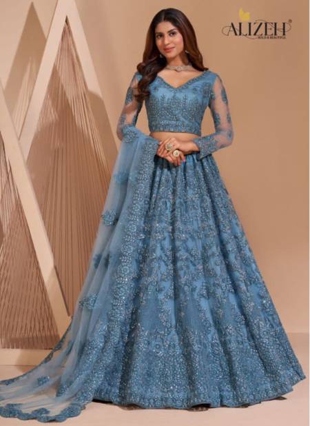 Sky Bridal Heritage Colour Splash Alizeh New Latest Designer Wear Net Lehenga Choli Collection 1007 F
